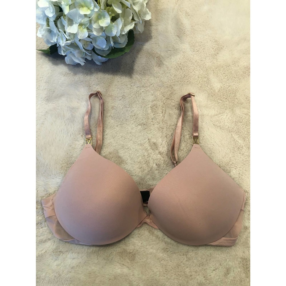 Victoria's Secret Pink Uplift Bra with Gold Signature Hardware Detail, Size 32D